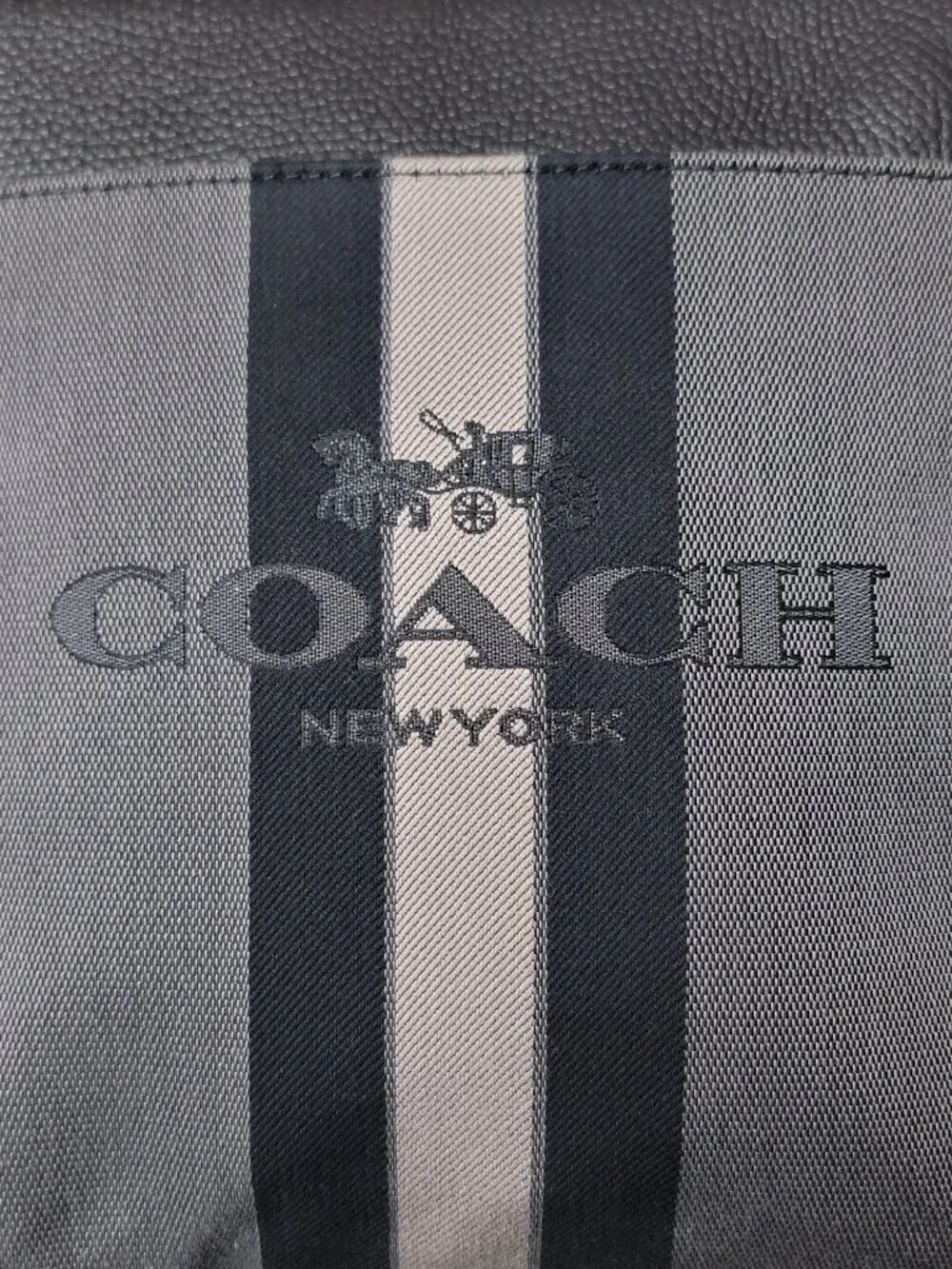 Coach Kitt Crossbody Charcoal Grey Signature Varsity Stripe Messenger Bag